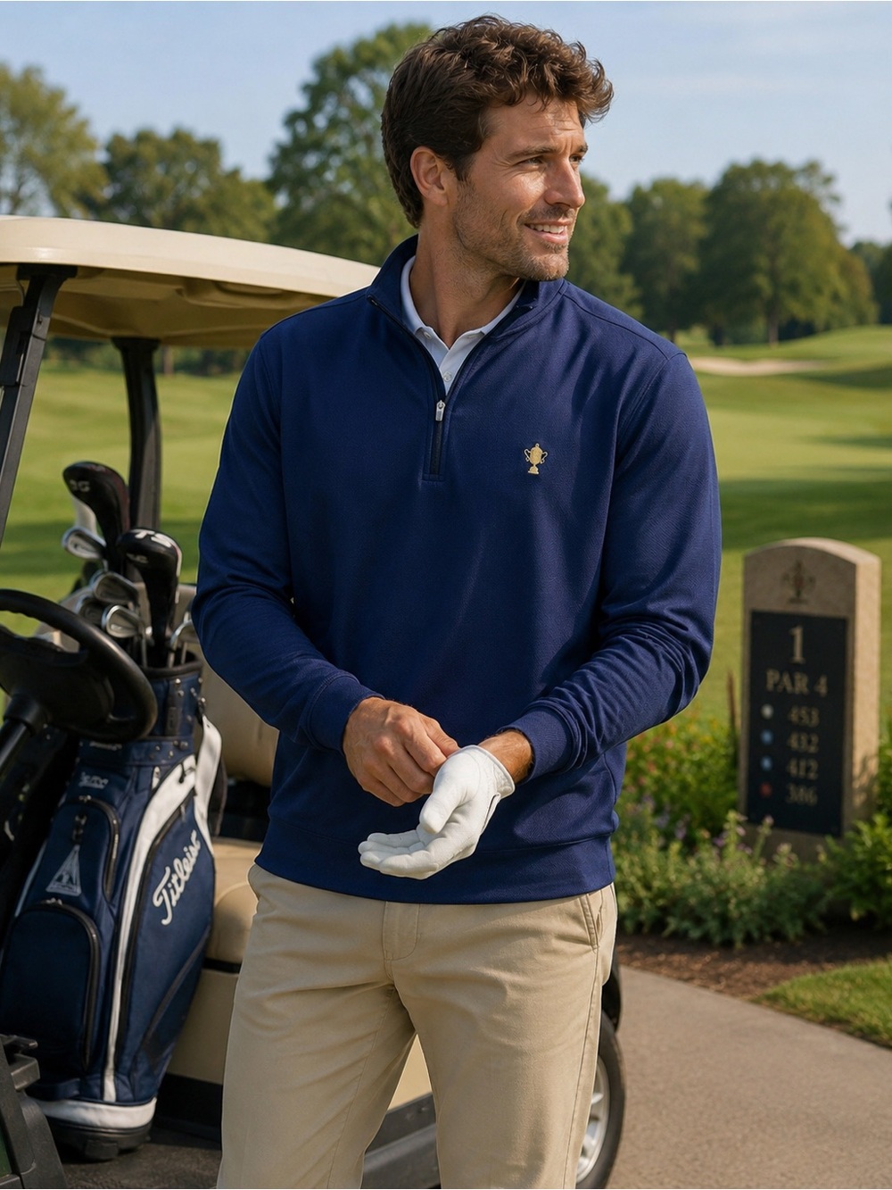 Authentic Peter Millar Navy Quarter-Zip Ryder Cup Performance Pullover
